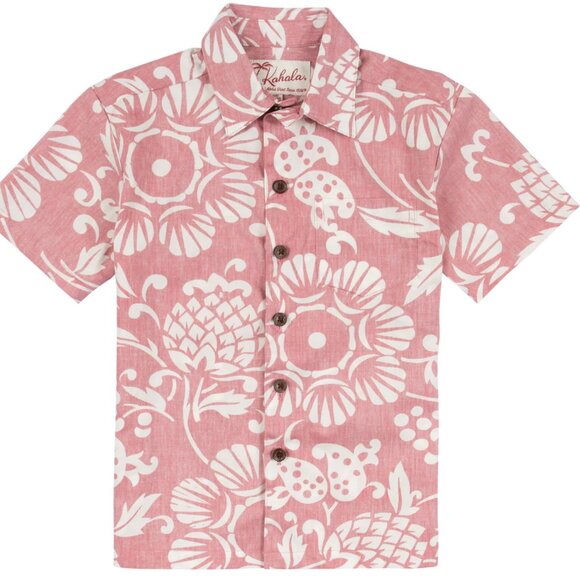 Kahala Pink Duke's Pareo Hawaiian shirt in Guava - Picture 1 of 7